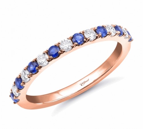 Sapphire and diamonds set in a rose gold band
