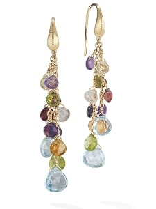 A pair of Marco Bicego earrings feature an ensemble of different gems