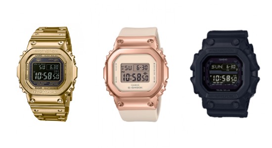 three G-Shock watches with square cases