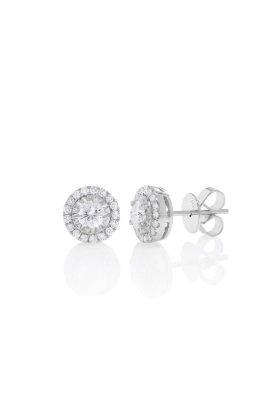 14kt White Gold Diamond Halo Studs